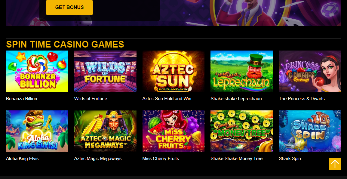 Spintime Casino Στιγμιότυπο οθόνης για υπολογιστή